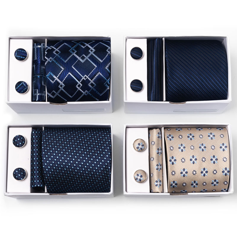 Neck Tie Set Box - 새로운 남자의 꽃 폴카 도트 멀티