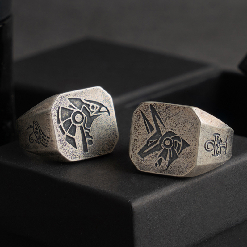Men'S Accessories Jewelry Egypt - 레트로 이집트 아누비스 호루스 반지 남성용