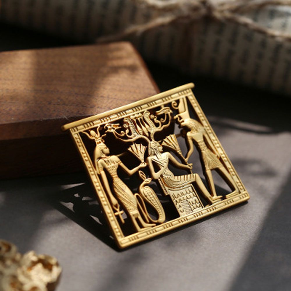 남녀 공용 금색 기하학적 이집트 초상화 배지 직사각형  - Men'S Accessories Jewelry Egypt 리뷰 및 가격