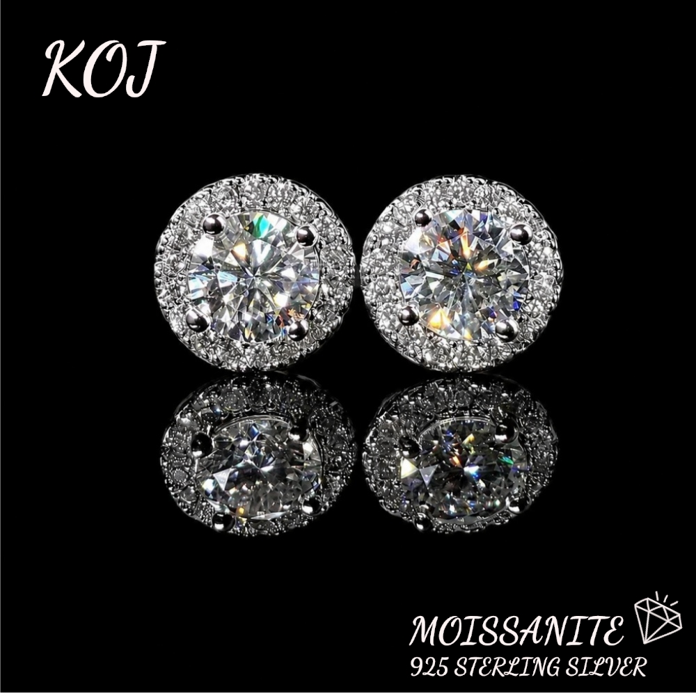 KOJ 1PC S925 실버 모이사나이트 스터드 귀걸이 - Men Accessories Low Price 리뷰 및 가격