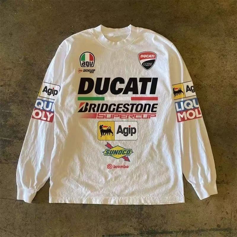 Ducati 코튼 오토바이 티셔츠 긴팔 아메리칸 프린트 - Men'S Accessories Instagram 리뷰 및 가격