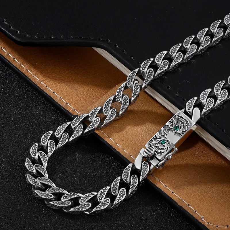 남성용 볼드 타이거 프린트 쿠바 체인 목걸이, 두꺼운  - Men'S Accessories Instagram 리뷰 및 가격