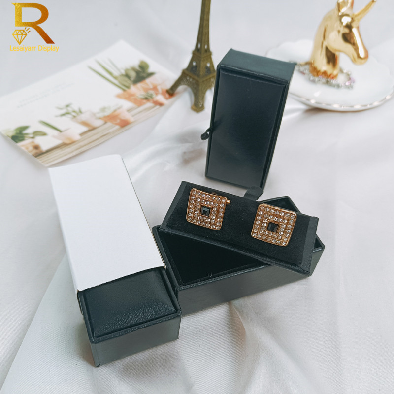 1pc 품질 망 커프스 단추 패키지 관 블랙 가죽 커프 - Men Accessories Gift Box 리뷰 및 가격