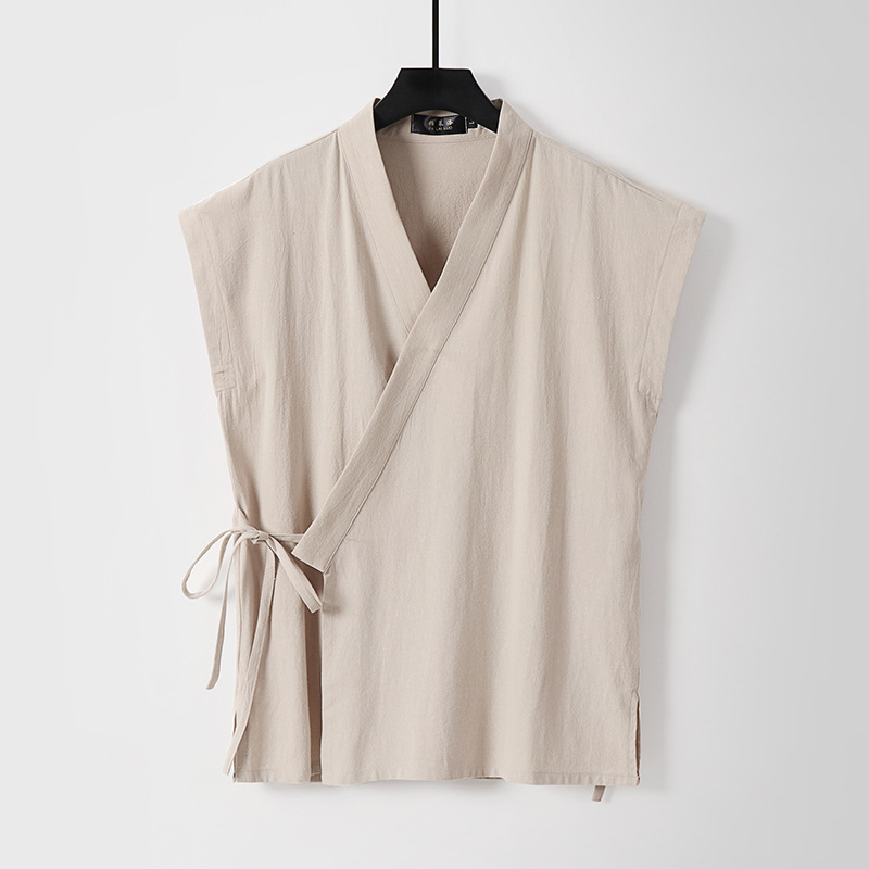 중국 남성용 면 린넨 탱크탑 민소매 기모노 당복 상의  - Men'S Kimono Accessories 리뷰 및 가격