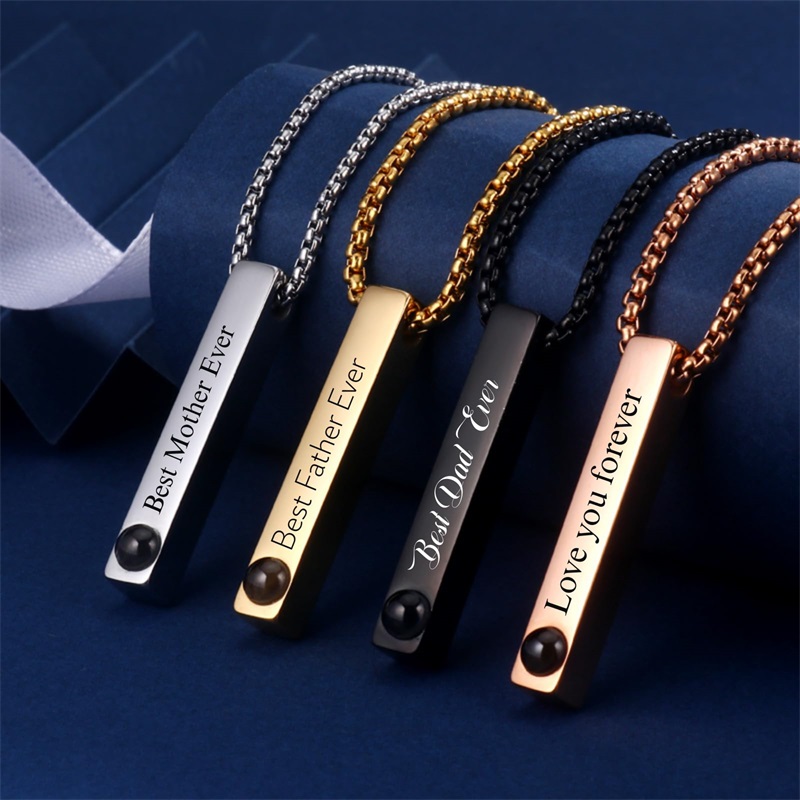 사용자 정의 사진 이름 목걸이 맞춤형 3D 새겨진 막대 - Men Accessories Gift Box 리뷰 및 가격