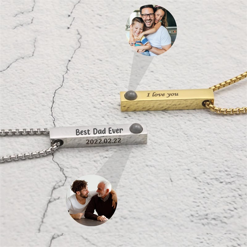 사용자 정의 사진 이름 목걸이 맞춤형 3D 새겨진 막대 - Men Accessories Gift Box 리뷰 및 가격